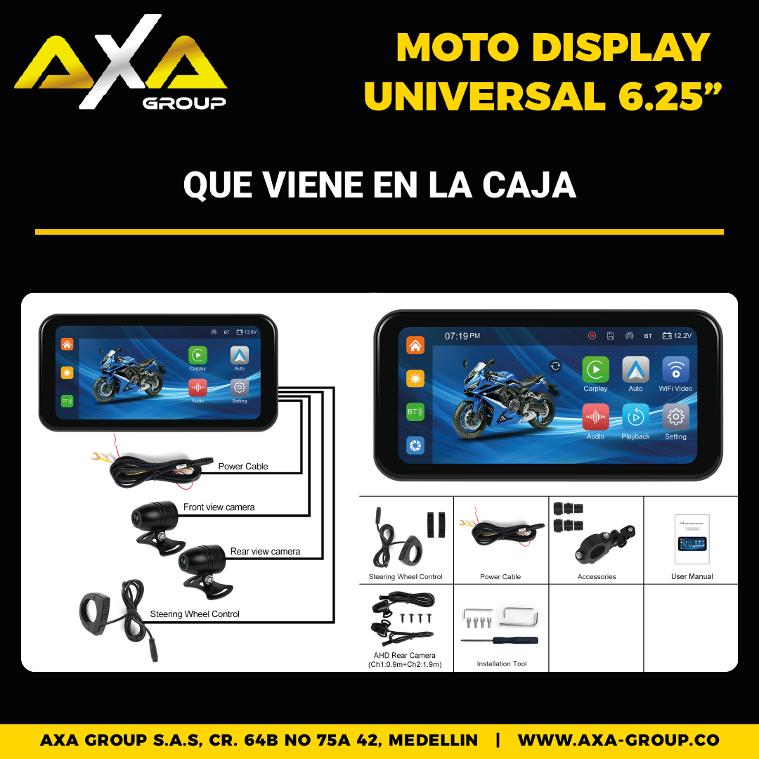 MOTO DISPLAY UNIVERSAL DE 6.25¨ + DVR