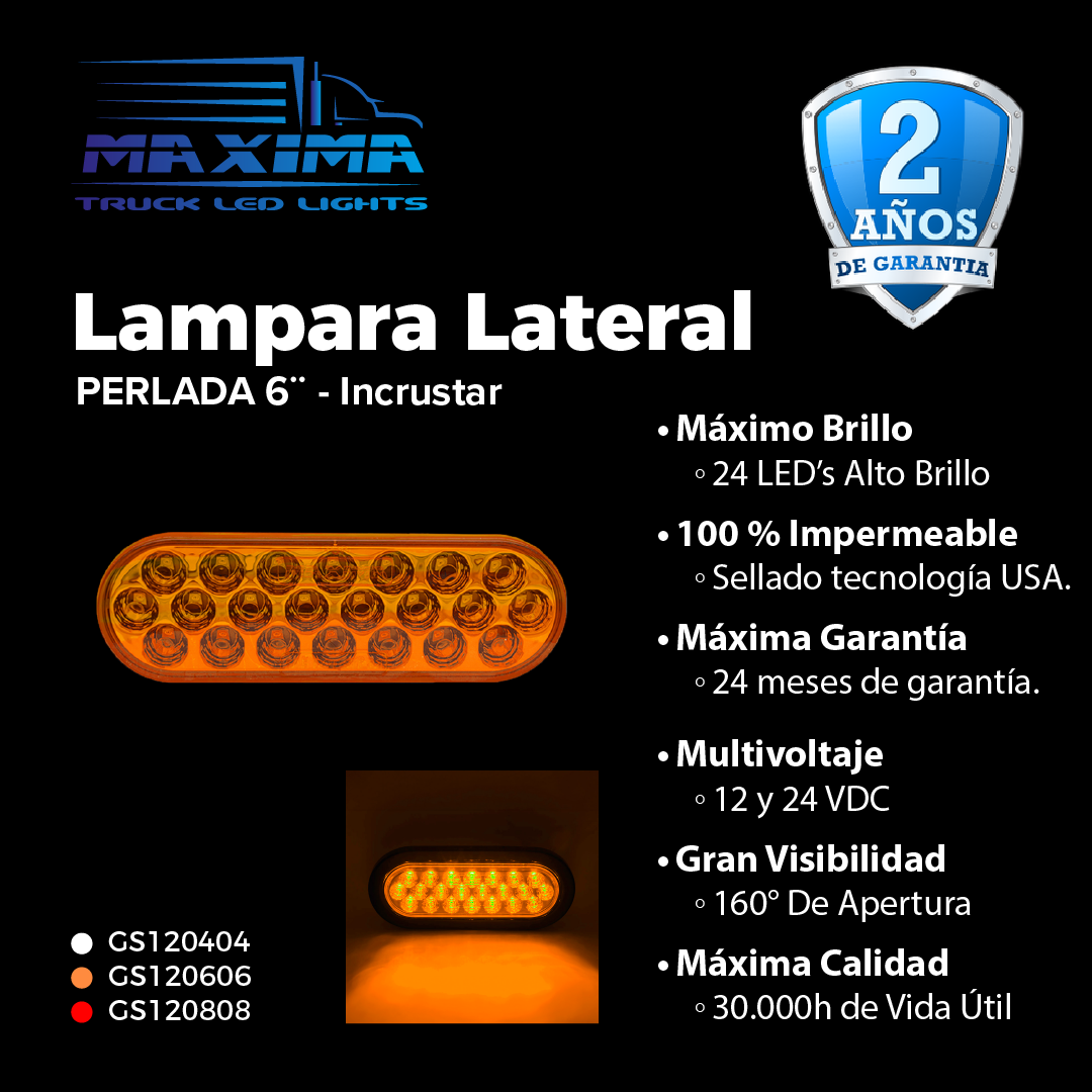 Lampara 6¨| PERLADA | Incrustar | 12/24 VDC