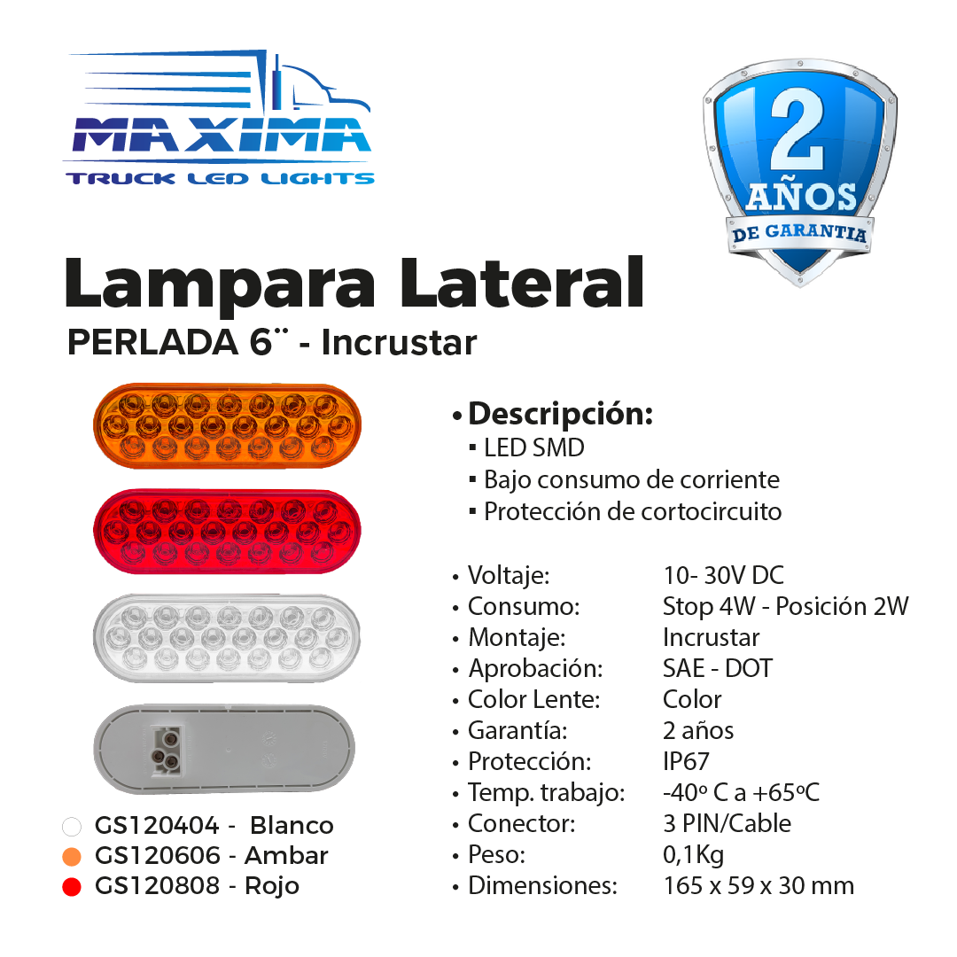 Lampara 6¨| PERLADA | Incrustar | 12/24 VDC