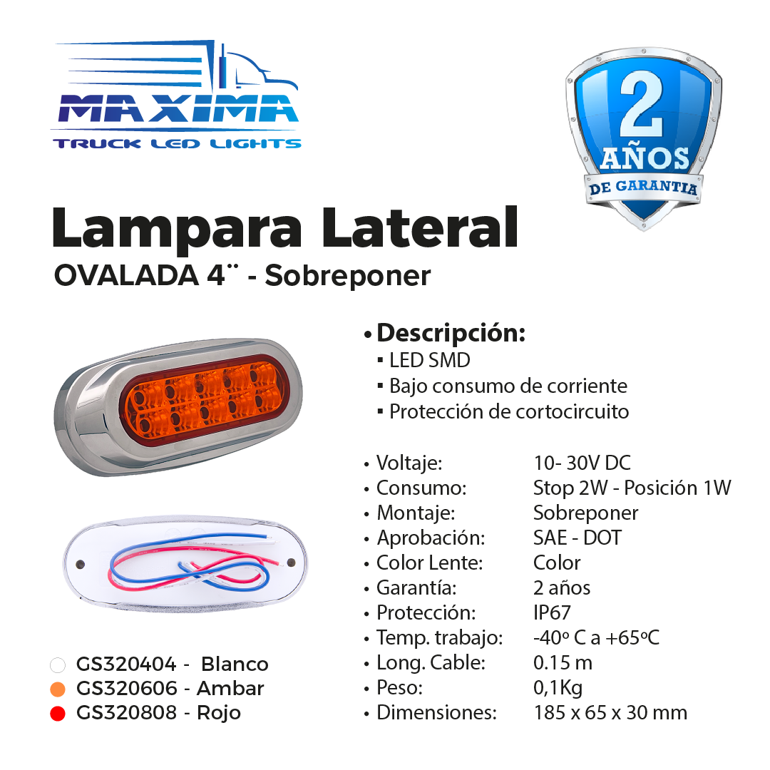 Lampara 4¨| PERLADA | Sobreponer | 12/24 VDC