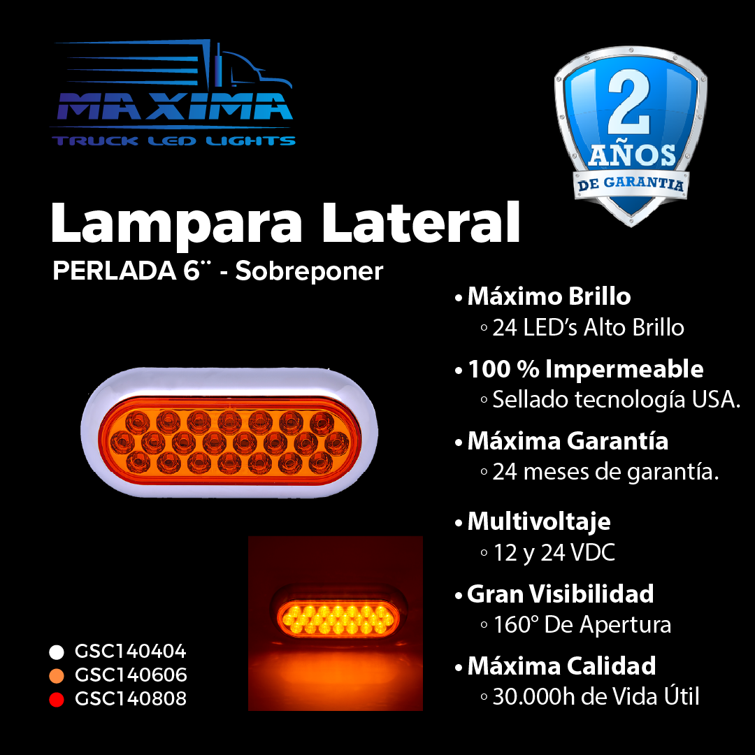 Lampara 6¨| PERLADA | Sobreponer | 12/24 VDC