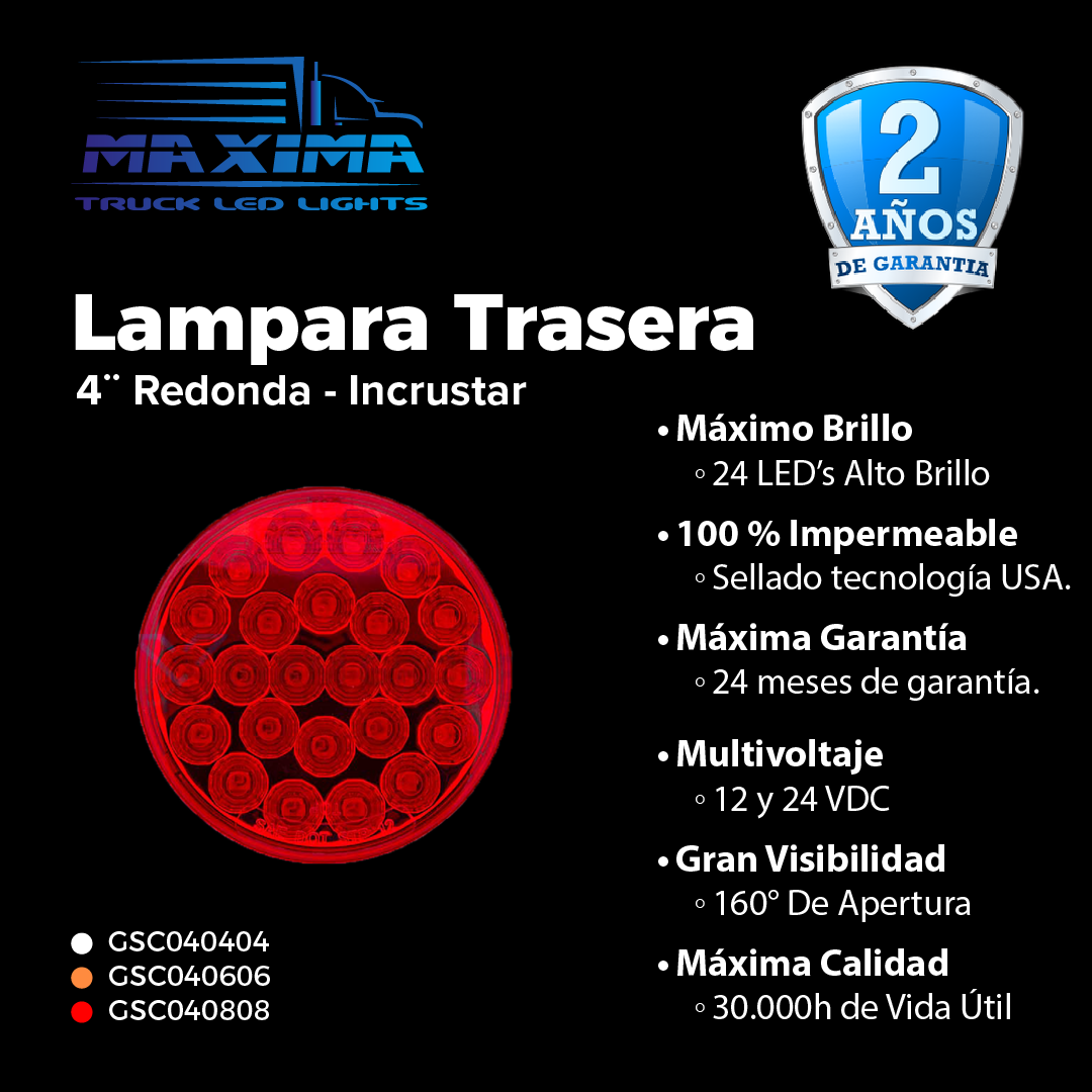 Lampara 4¨| PERLADA | Incrustar | 12/24 VDC