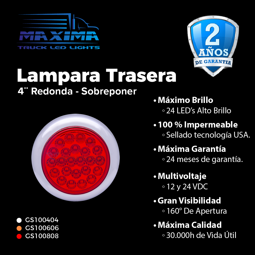 Lampara 4¨| PERLADA | Sobreponer | 12/24 VDC