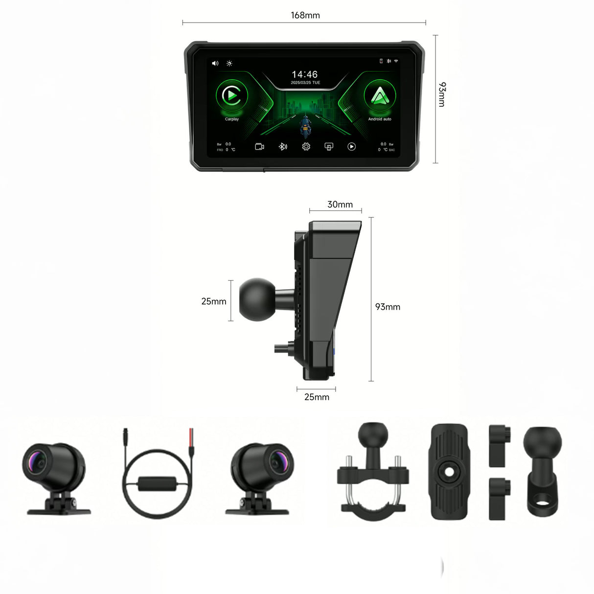 MOTO DISPLAY UNIVERSAL DE 6¨ 2026 + DVR + TPMS + CONTROL