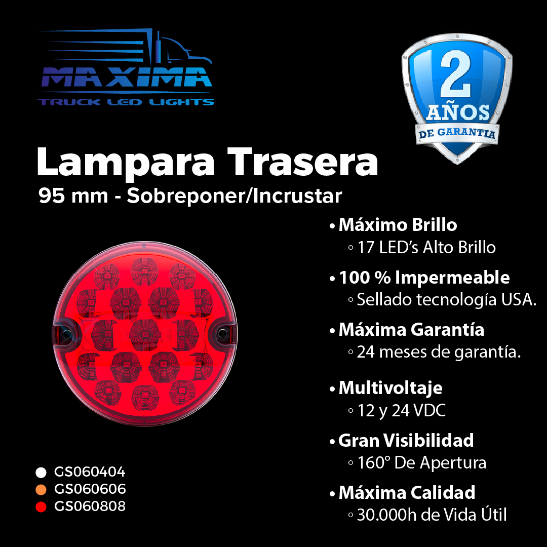Lampara 95 mm | Perlada  | Sobreponer | 12/24 VDC