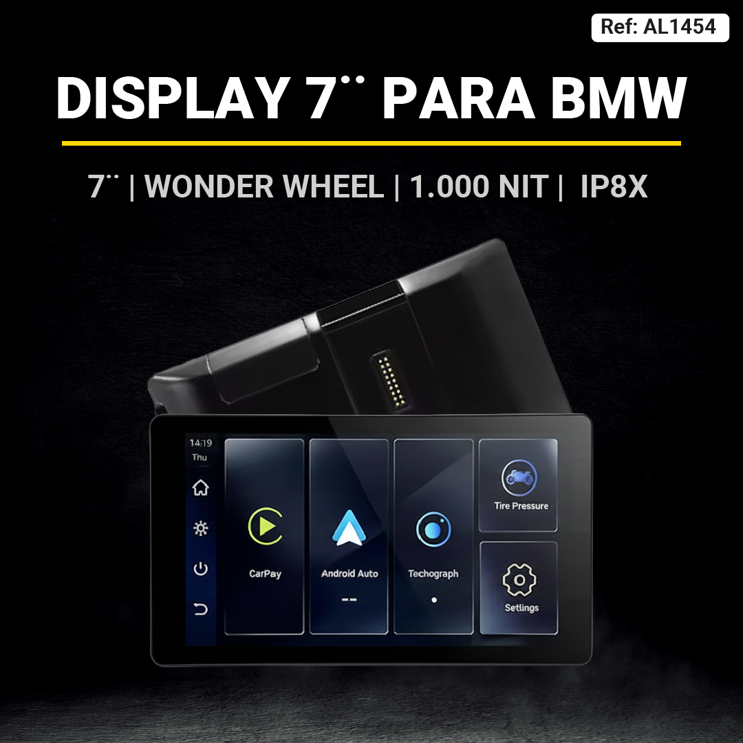 Moto Display BMW 7" | CarPlay Inalámbrico + Wonder Wheel | 1.000 Nits