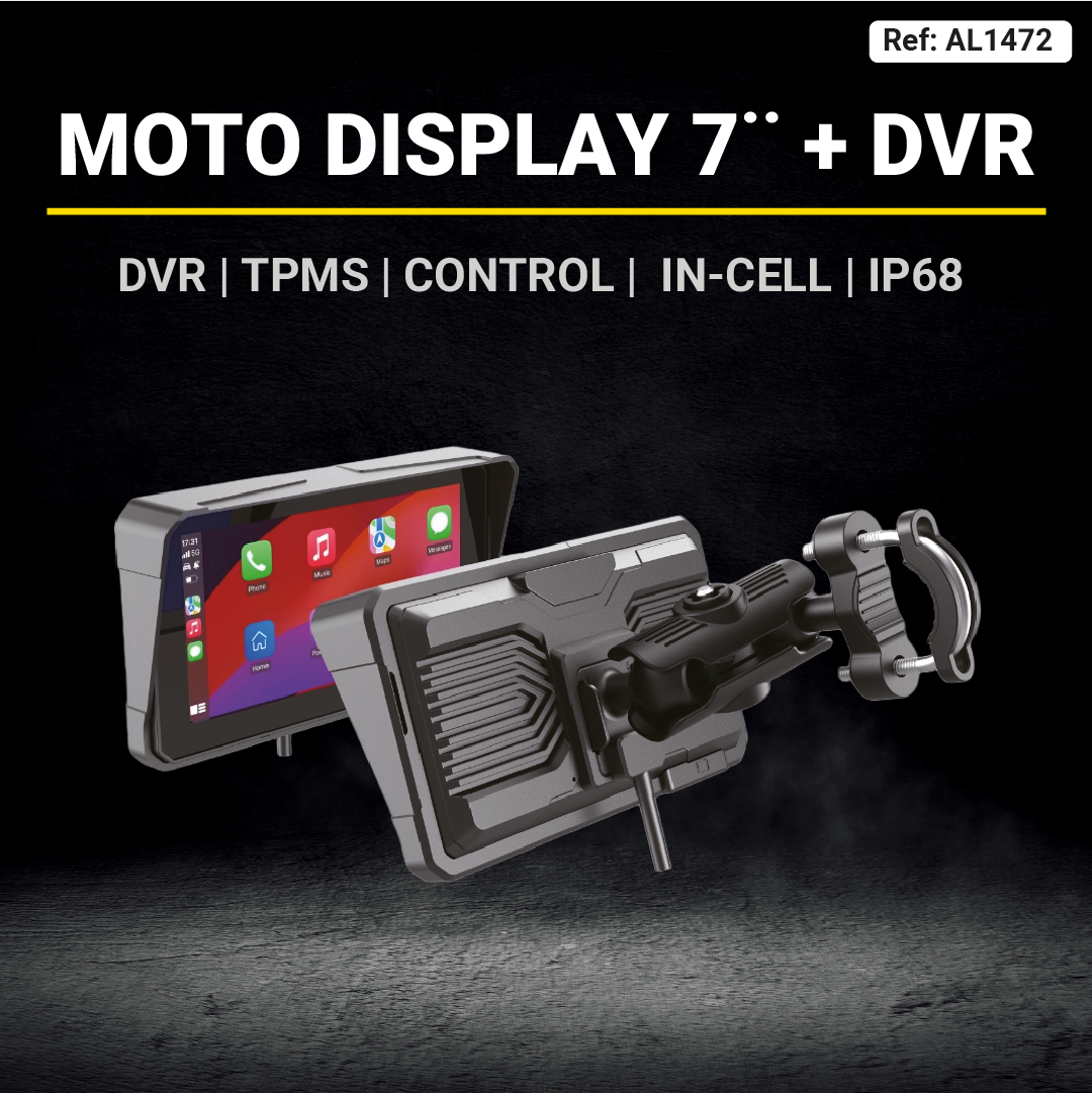 MOTO DISPLAY UNIVERSAL DE 7 pulgadas 2026 - S. TUBULAR + DVR + TPMS + CONTROL - AXA Group