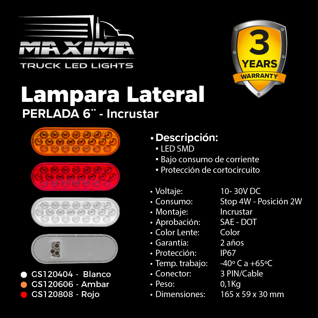 Lámpara LED 6" PERLADA - Incrustar (Multivoltaje 10-30V)
