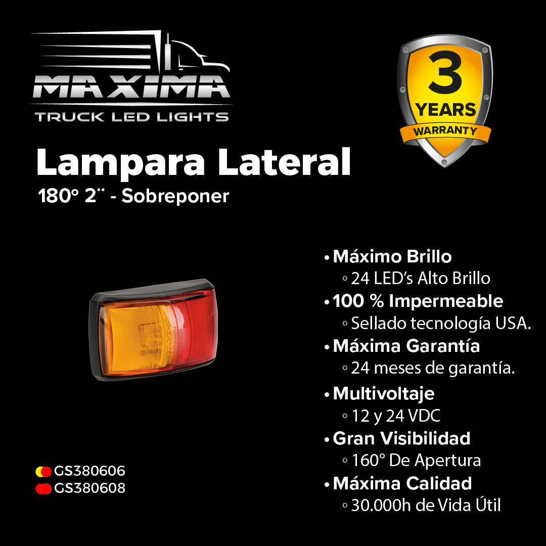 Lámpara Lateral LED Bi-Color 2¨ - 12/24V DC