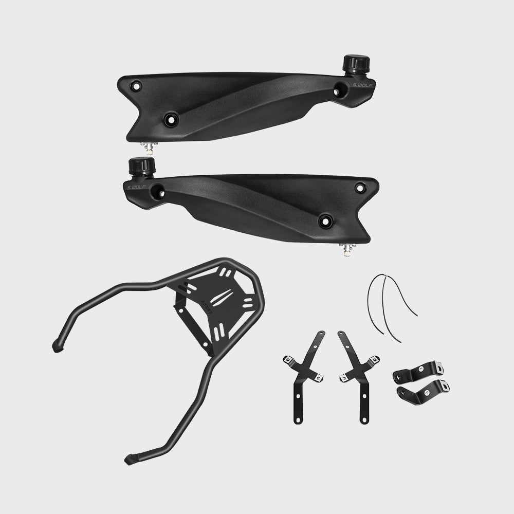 Tanque auxiliar S-WOLF para BMW F900GS, componentes visibles