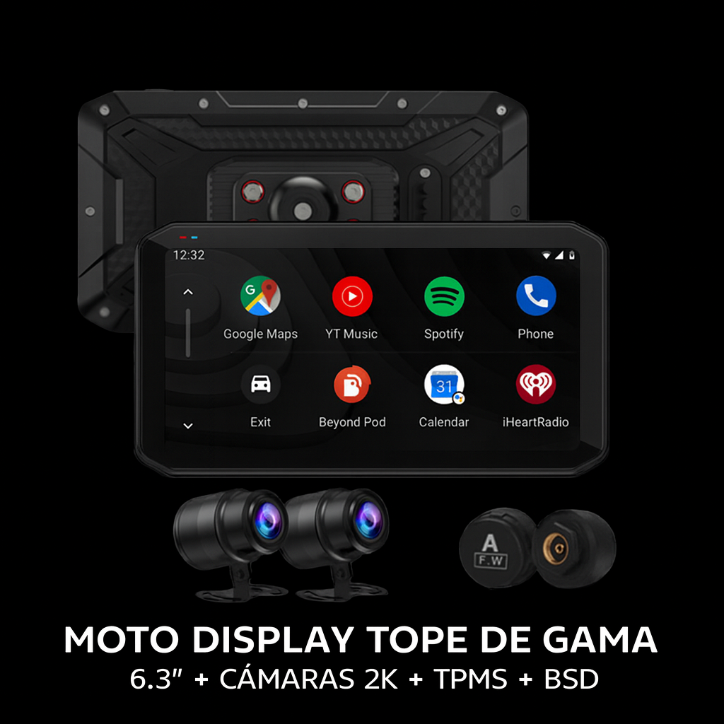 MOTO DISPLAY UNIVERSAL DE 6.25¨ ULTRA| Cámaras DVR 2K | TPMS | BSD