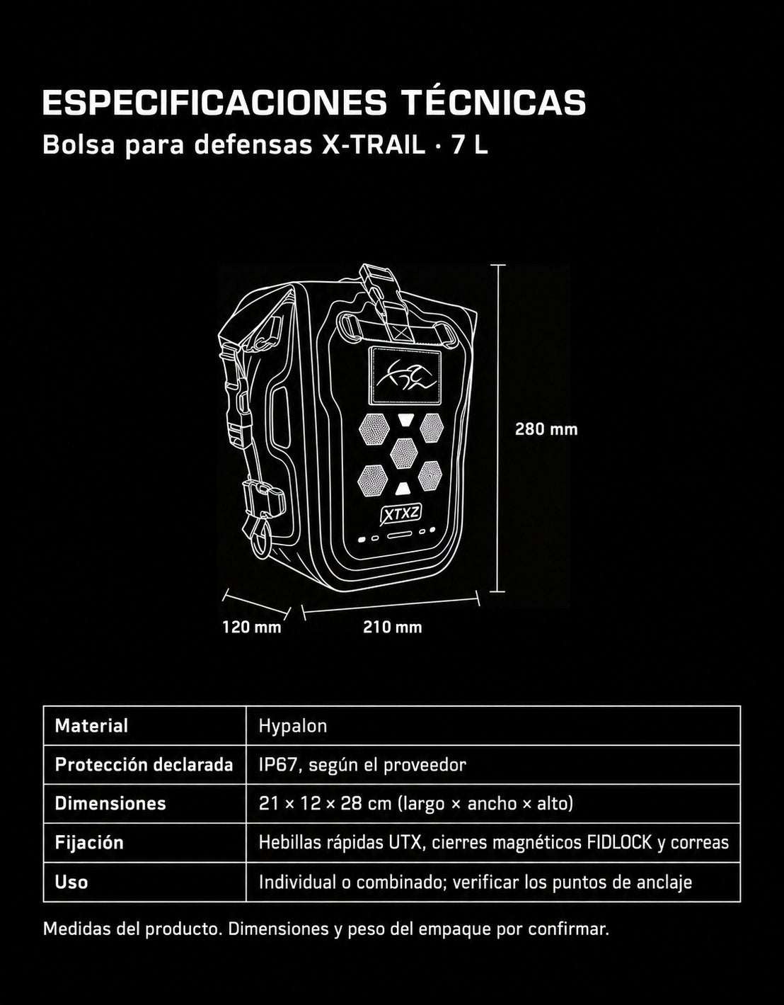 XTXZ | Bolsa para defensas X-TRAIL · 7 L — ficha técnica en español