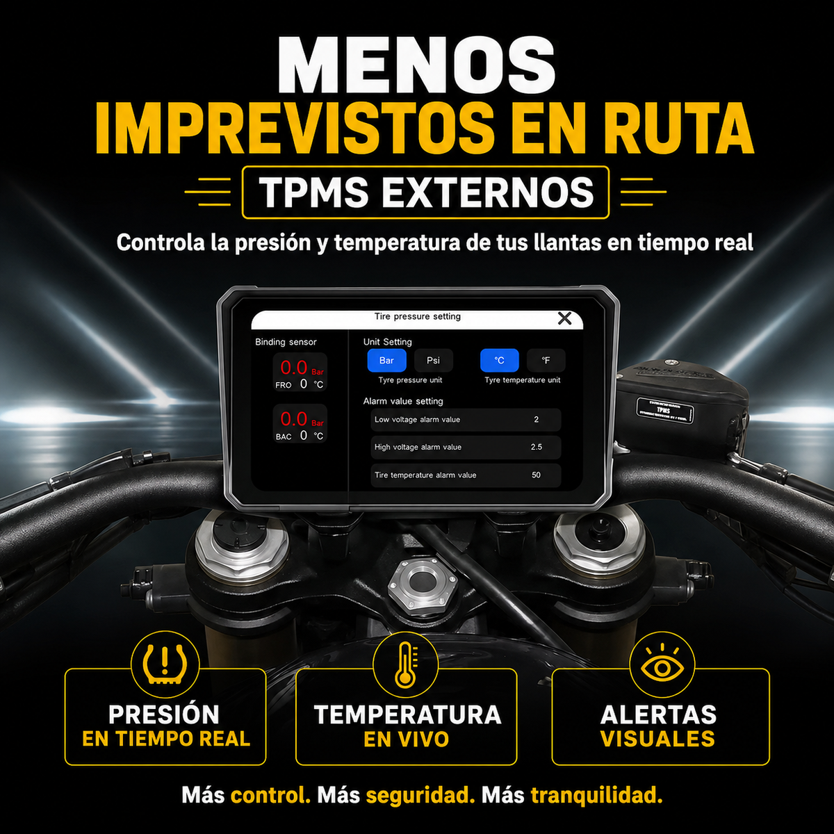 Moto Display Universal 7" 2026 — CarPlay y Android Auto Inalámbrico + Cámara DVR + TPMS + Control Remoto
