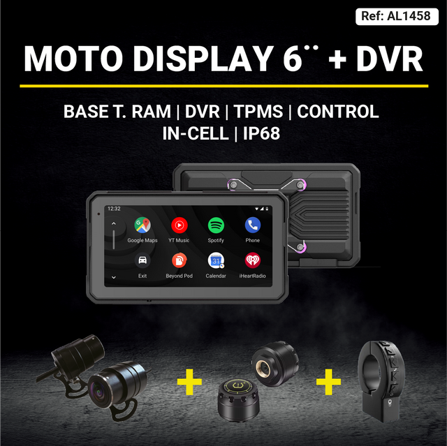MOTO DISPLAY UNIVERSAL DE 6 pulgadas 2026 + DVR + TPMS + CONTROL - AXA Group