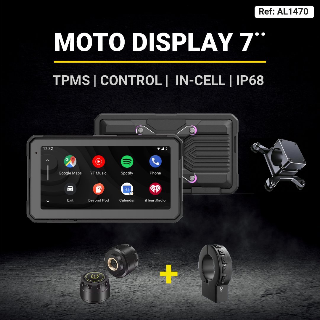 MOTO DISPLAY UNIVERSAL DE 7¨ 2026 - S. TUBULAR + TPMS + CONTROL