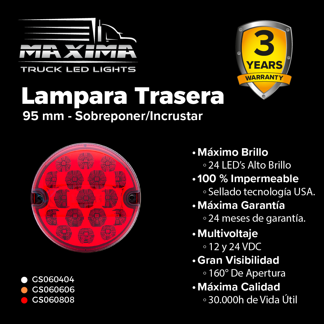 Lámpara LED 95 mm PERLADA - Sobreponer (Multivoltaje 10-30V)