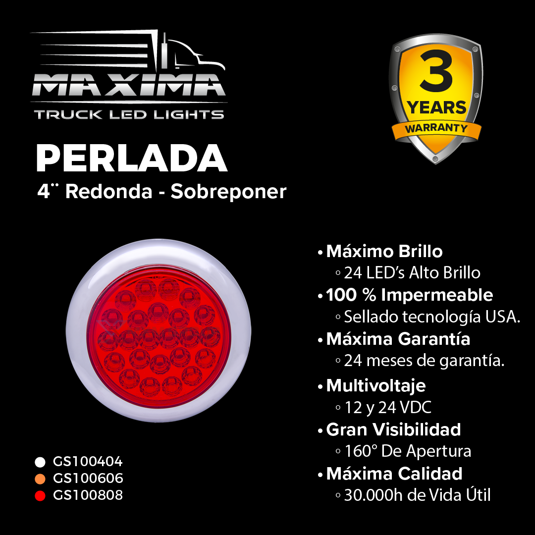 Lámpara LED 4" PERLADA - Sobreponer (Multivoltaje 10-30V)