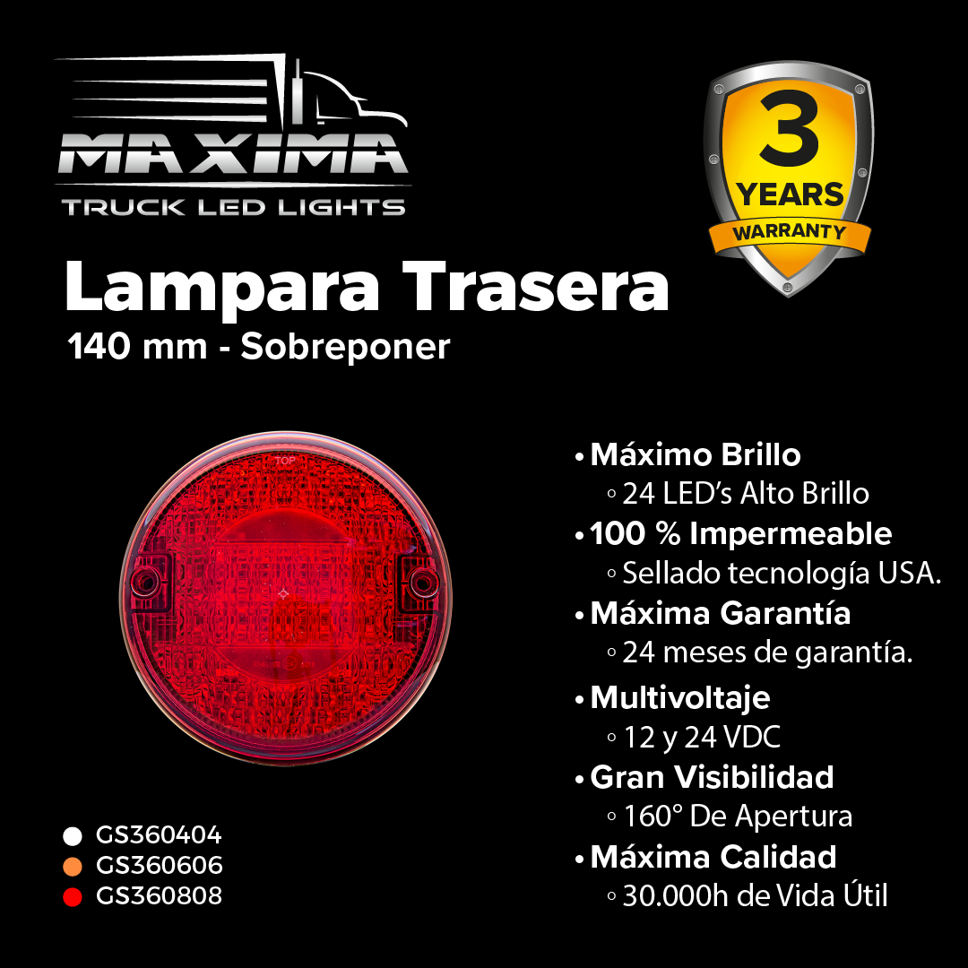 Lámpara LED 140 mm - Sobreponer (Multivoltaje 10-30V)