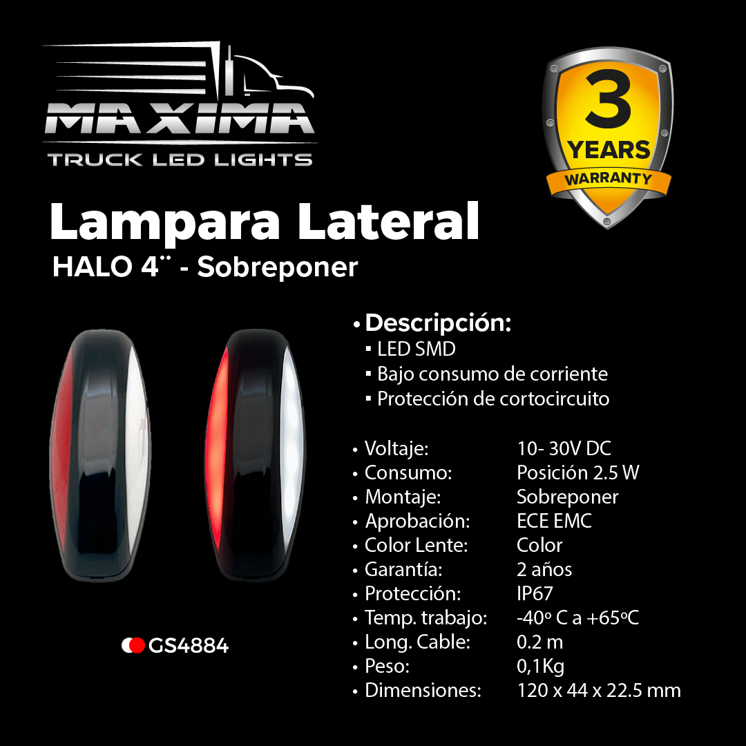 Lámpara Lateral LED Bi-Color HALO - 12/24V DC