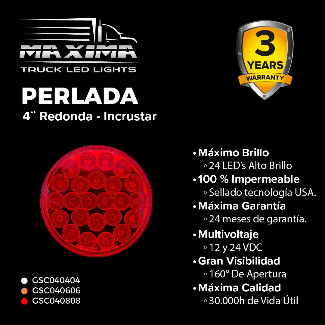 Lámpara LED 4" PERLADA - Incrustar (Multivoltaje 10-30V)
