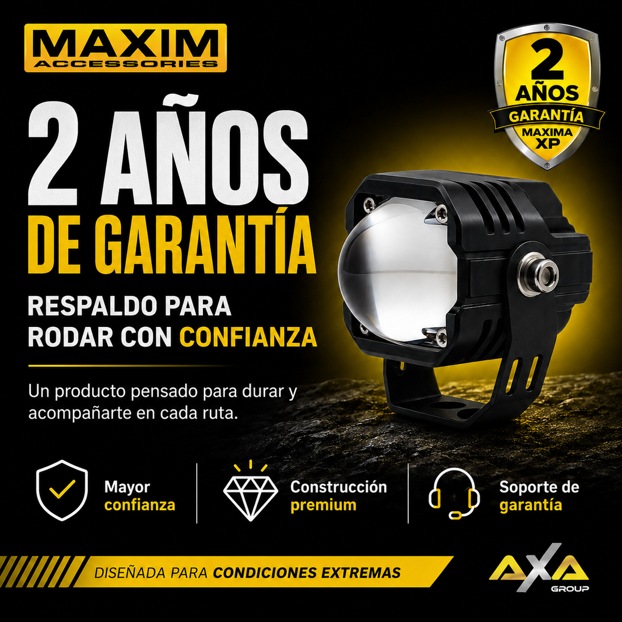 Kit de exploradoras MAXIMA XP-2.2 Bi-Color instalado en moto - AXA Group