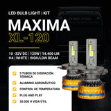 Bombillo LED H4 para Moto | MAXIMA XL-120 - 14.400 Lúmenes con Refrigeración Líquida (Cobre)