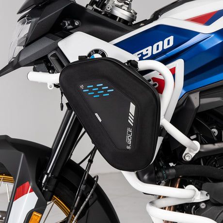 Bolsos S-WOLF para defensas de BMW F900GS; vista del producto y montaje