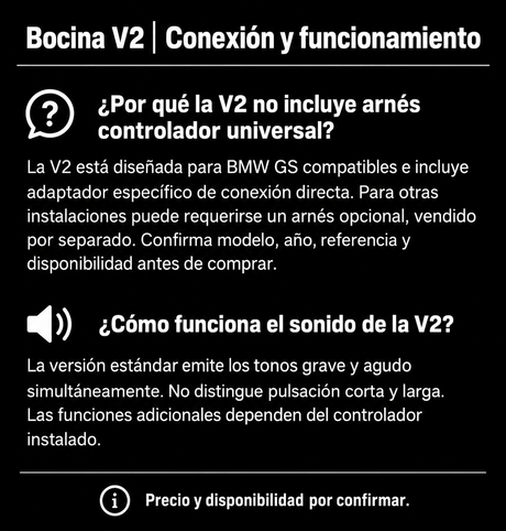 XTXZ | Bocina doble tono X-UPGRADE V2 para BMW GS — información en español