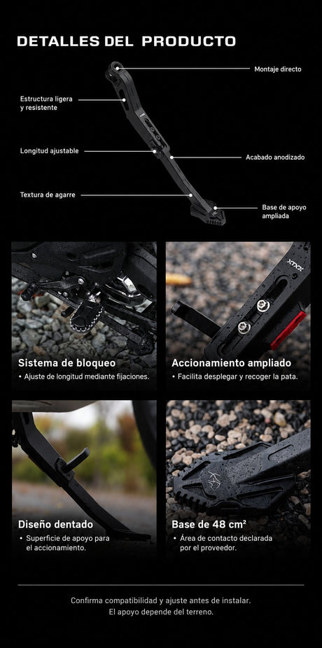XTXZ | Pata lateral ajustable X-UPGRADE para BMW R1300GS / Adventure — información en español
