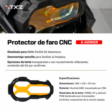XTXZ | Protector de faro X-ARMOR CNC para BMW R1200/1250GS Adventure — información del producto en español