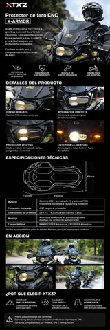 XTXZ | Protector de faro X-ARMOR CNC para BMW R1200/1250GS Adventure — información en español
