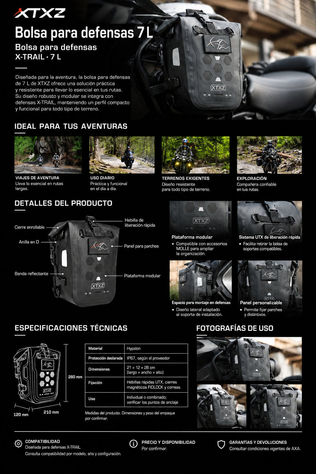 XTXZ | Bolsa para defensas X-TRAIL · 7 L — información en español