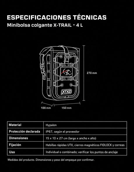 XTXZ | Minibolsa colgante X-TRAIL · 4 L — ficha técnica en español