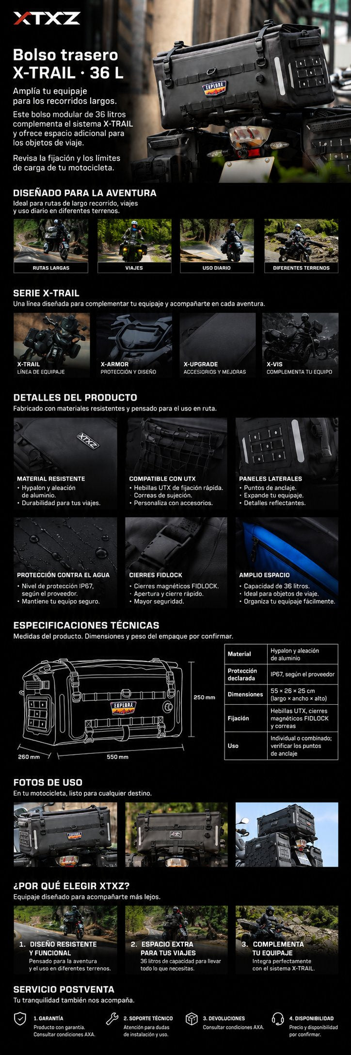 XTXZ | Bolso trasero X-TRAIL · 36 L — información en español