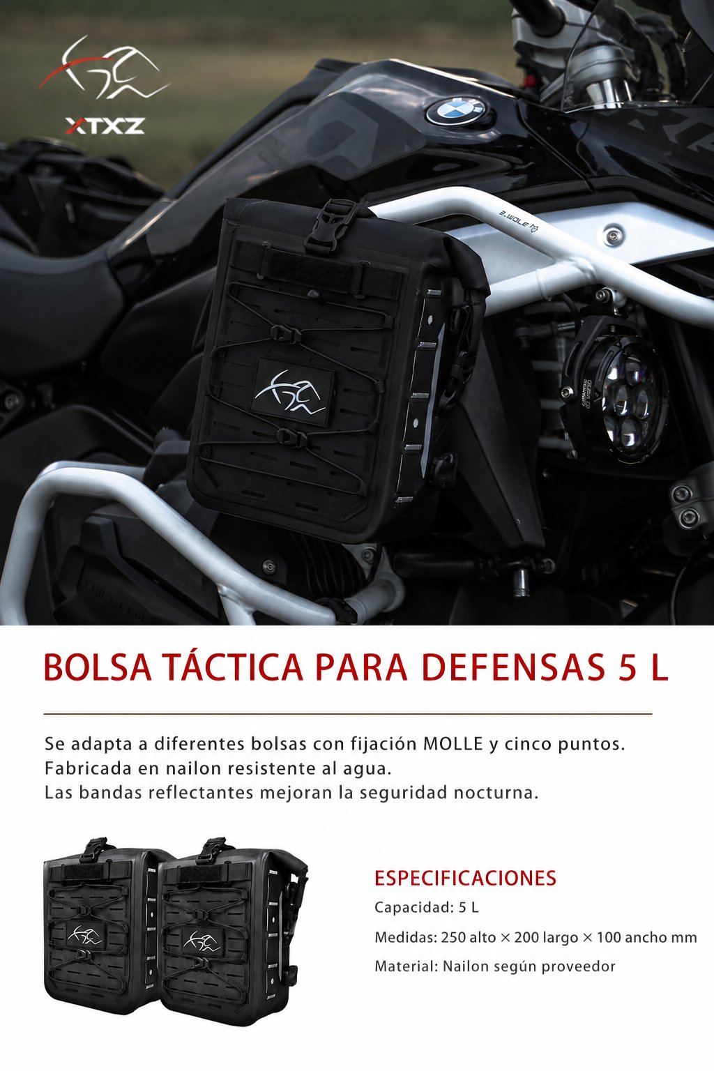 XTXZ | Bolsa táctica para defensas X-ARMOR · 5 L — información en español