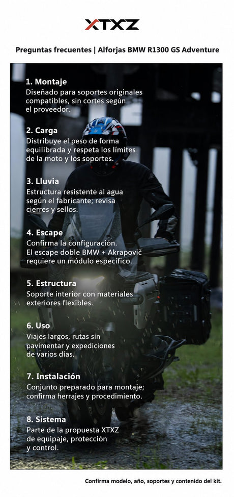 XTXZ | Alforjas X-TRAIL 42 + 42 L para BMW R1300GS Adventure — información del producto en español