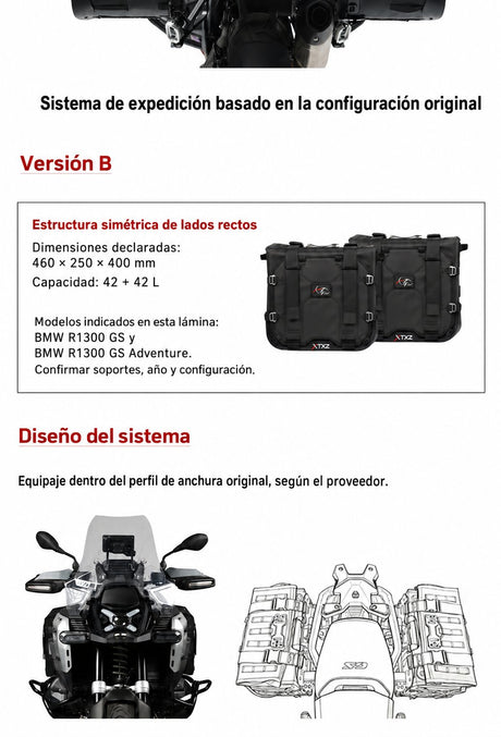XTXZ | Alforjas X-TRAIL 42 + 42 L para BMW R1300GS Adventure — información del producto en español