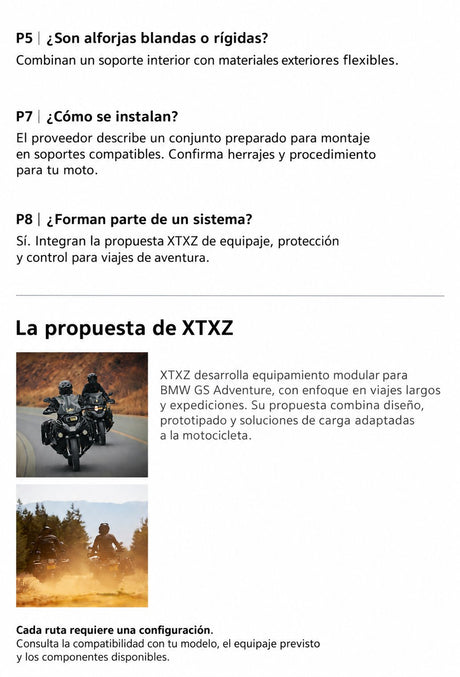 XTXZ | Alforjas X-TRAIL 42 + 42 L para BMW R1300GS Adventure — información del producto en español